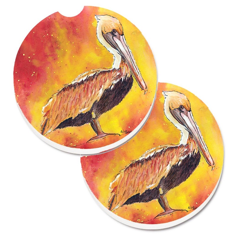 Pelican Car Coasters  Set of 2 - Absorbent Stone with Fun & Functional Artwork 8344CARC