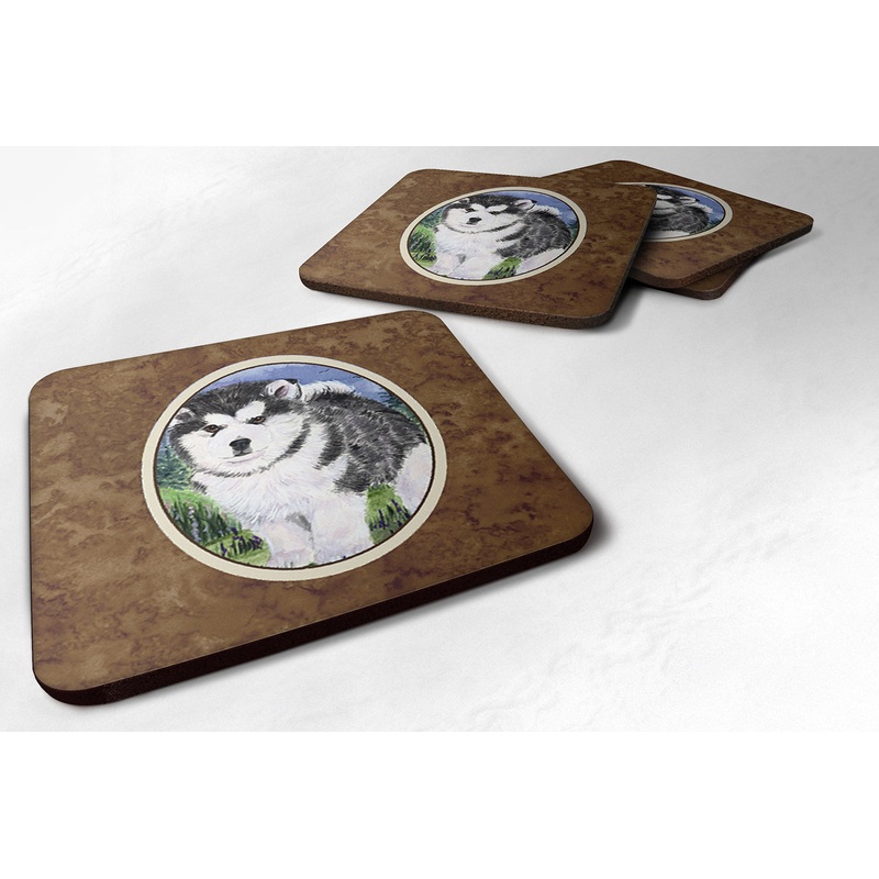 Alaskan Malamute Coasters - Set of 4 Lightweight Foam, Absorbent Drink Coasters