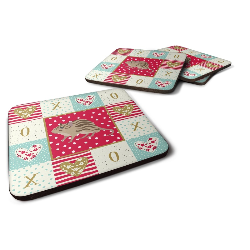 Zebra Mouse Love Coasters - Set of 4 Lightweight Foam, Absorbent Drink Coasters  CK5455FC