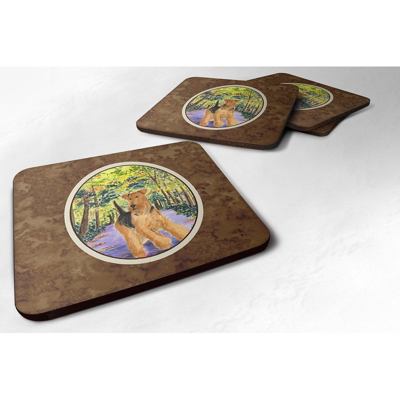 Airedale Coasters - Set of 4 Lightweight Foam, Absorbent Drink Coasters