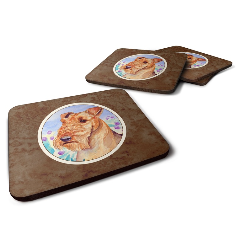 Airedale Terrier in Flowers Foam Coaster  7007FC