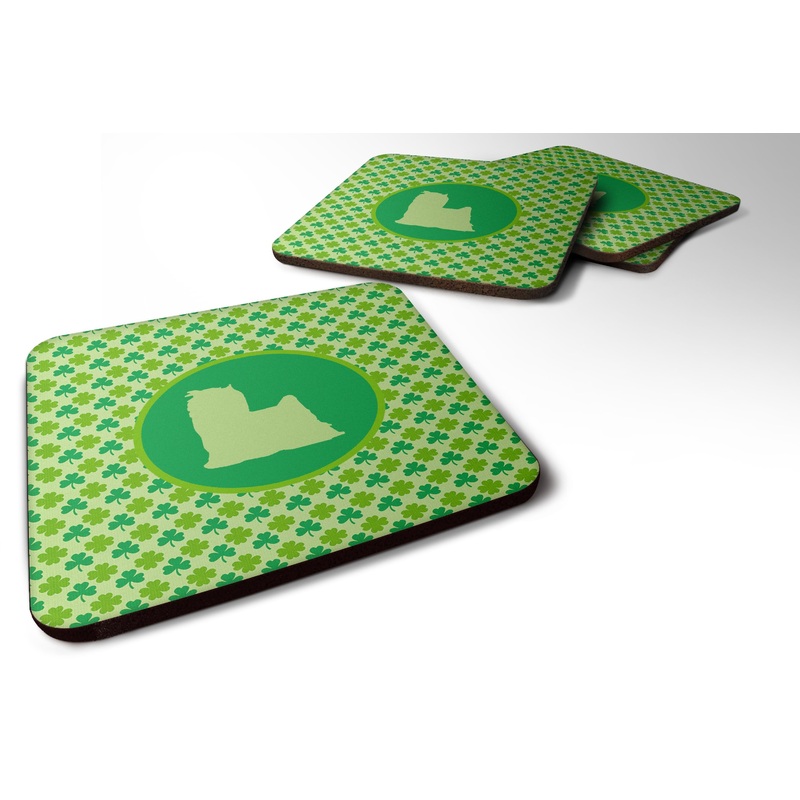Yorkie Lucky Shamrock Coasters - Set of 4 Lightweight Foam, Absorbent Drink Coasters