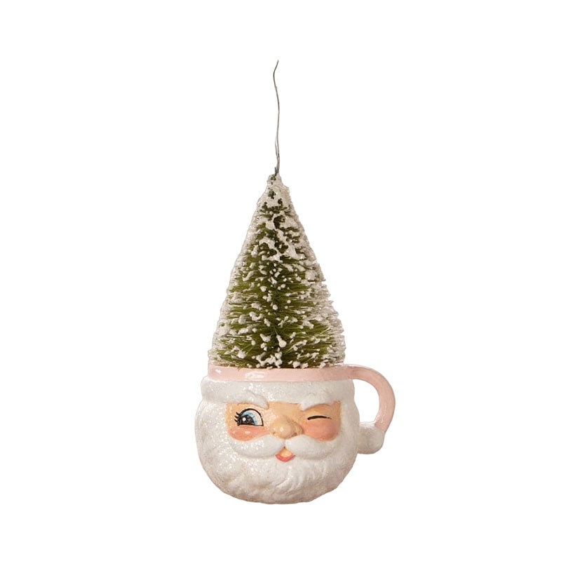 Pink Santa Mug Ornament by Bethany Lowe Designs
