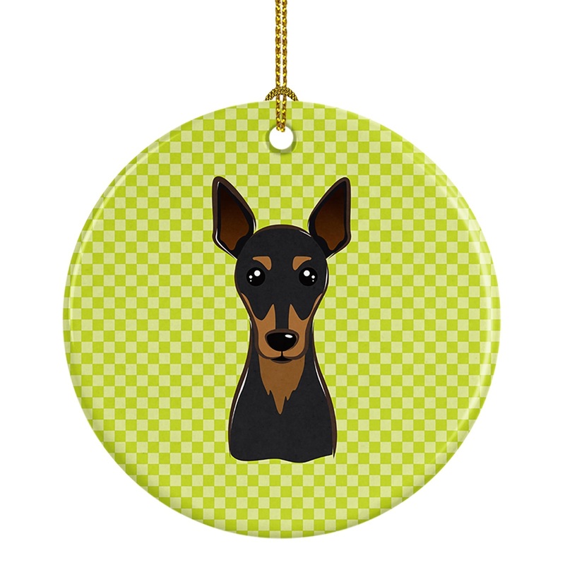 Checkerboard Lime Green Min Pin Ceramic Ornament BB1302CO1