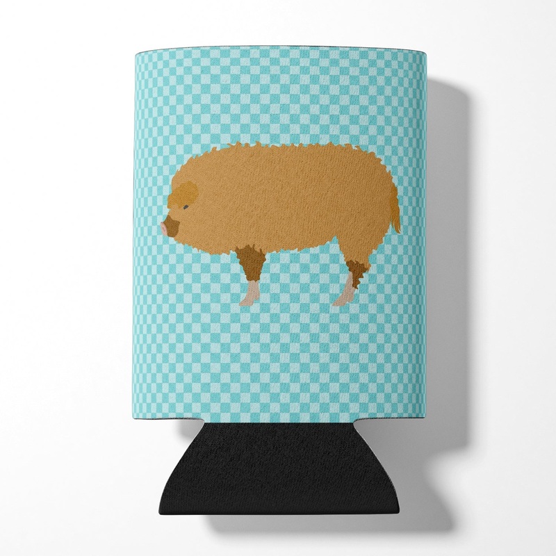 Hungarian Mangalica Pig Blue Check Can or Bottle Hugger BB8108CC