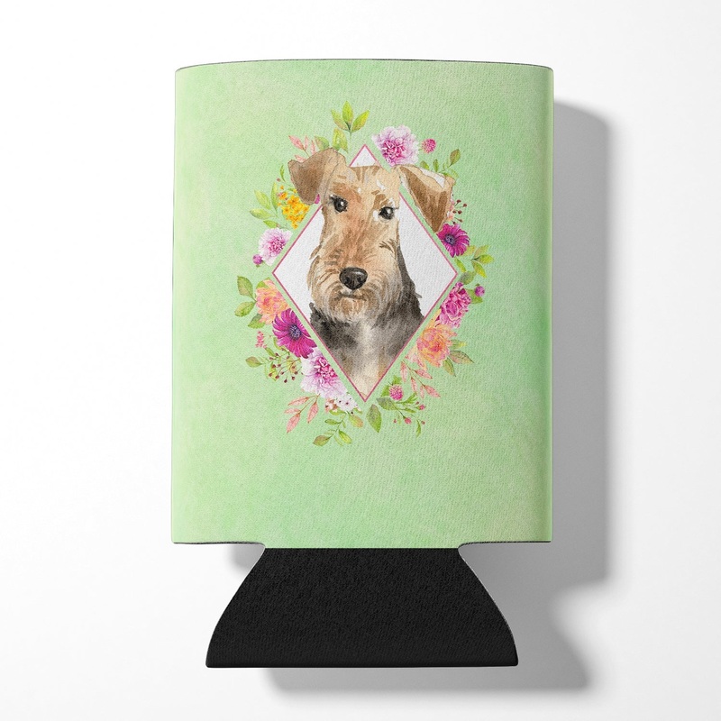 Airedale Terrier Green Flowers Can or Bottle Hugger CK4364CC