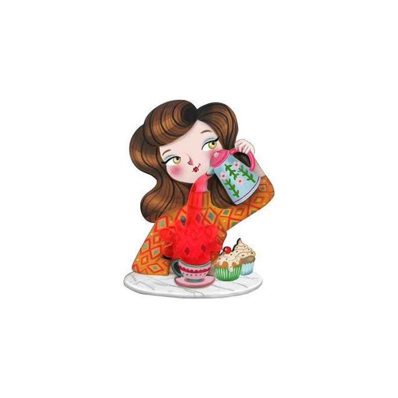Crazy About Tea Brooch by Laliblue