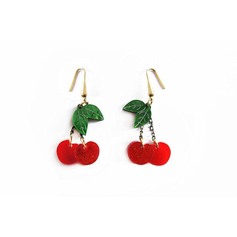 Retro Cherry Statement Earrings by Laliblue