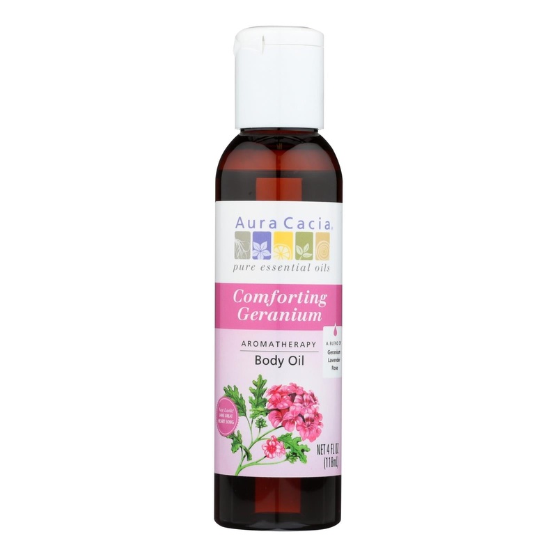 Aura Cacia Comforting Geranium Aromatherapy Body Oil, 4 Fl Oz