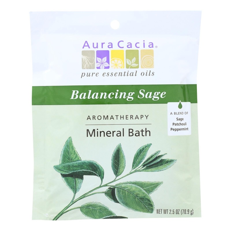 Aura Cacia Aromatherapy Mineral Bath Balancing Sage (6 Pack - 2.5 Oz Each)