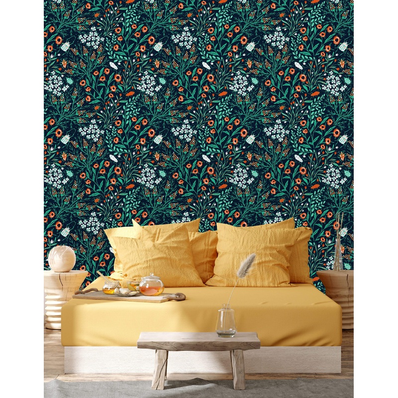 Beetles and Leaves Wallpaper