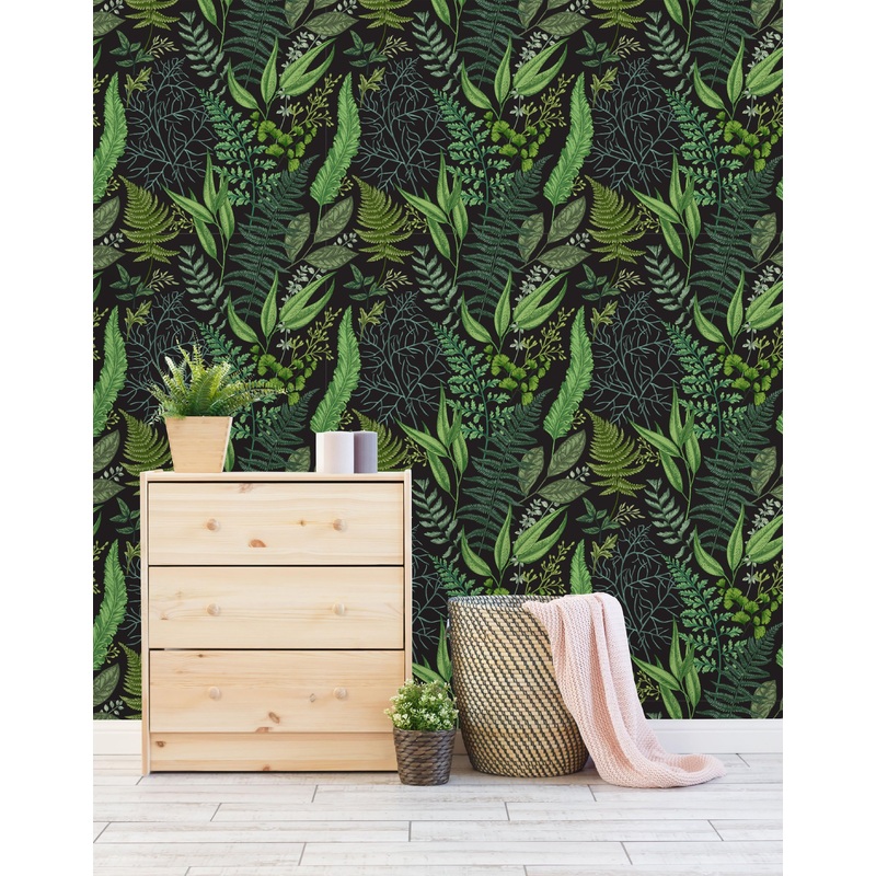 Botanical Leaves and Ferns Wallpaper