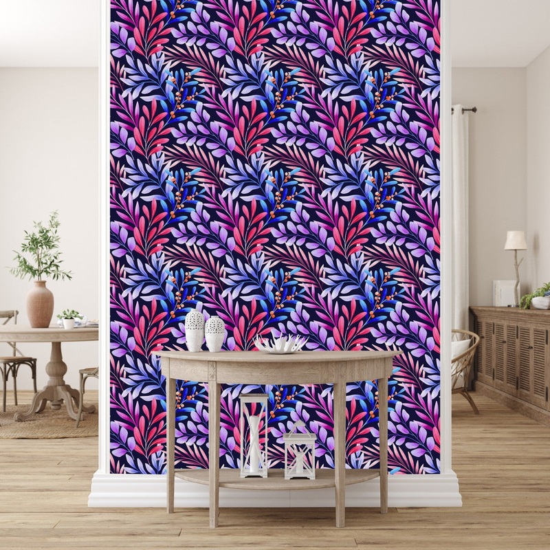 Brightly Leaves on Dark Wallpaper