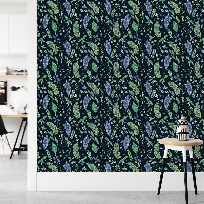 Elegant Dark Wallpaper with Leaves Smart