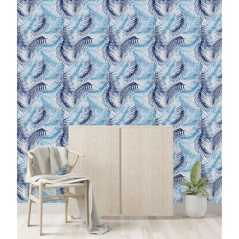 Fashionable Blue Leaves Wallpaper Fashionable High-Quality