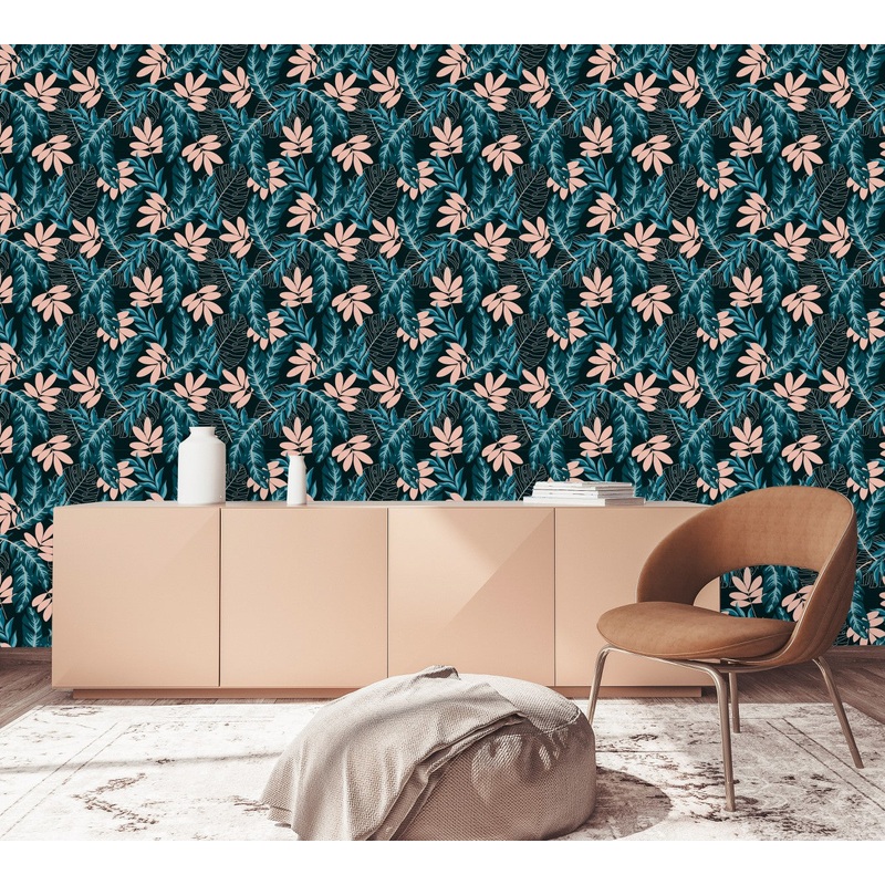 Fashionable Dark Wallpaper with Leaves Vogue