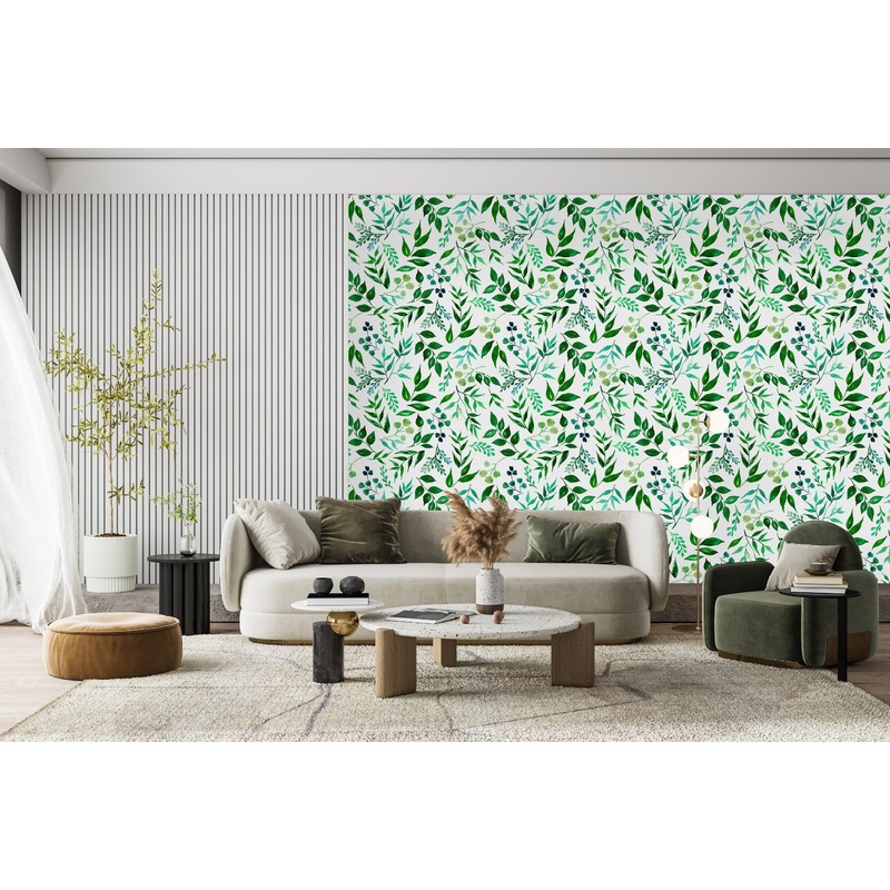 Fashionable Green Leaves Wallpaper Smart Quality