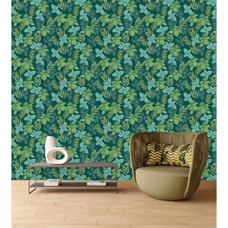 Fashionable Green Plants Wallpaper Vogue