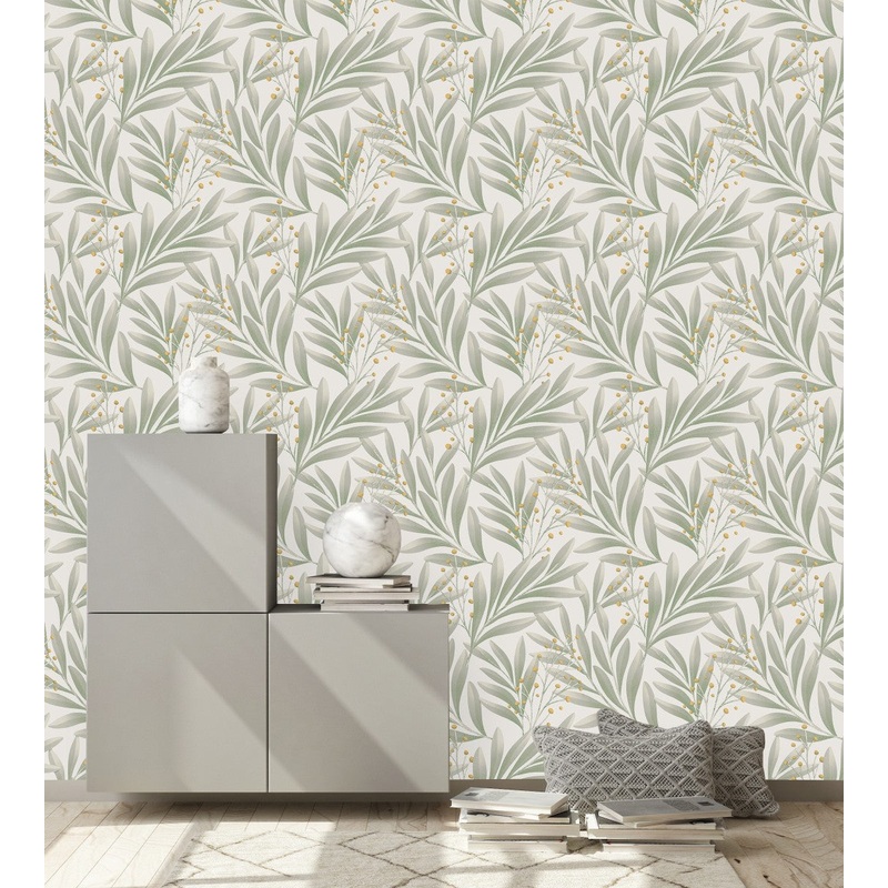 Fashionable Grey Leaves Wallpaper Chic