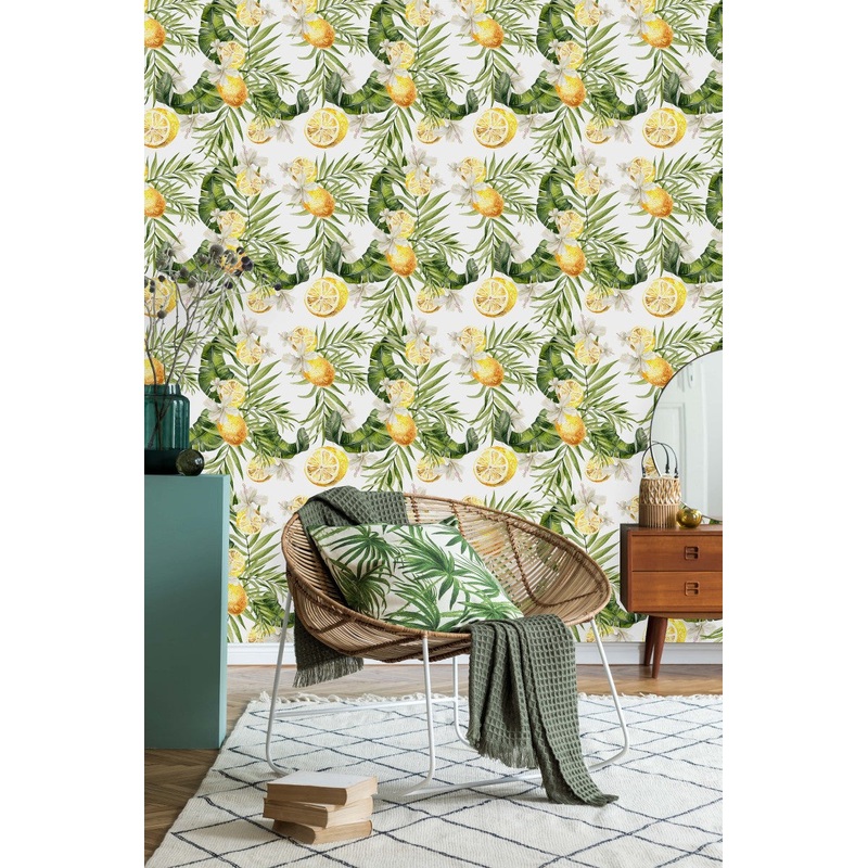 Green Plants with Lemons Wallpaper