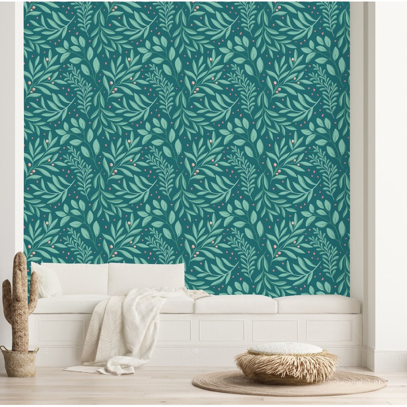 Light Green Wallpaper with Leaves