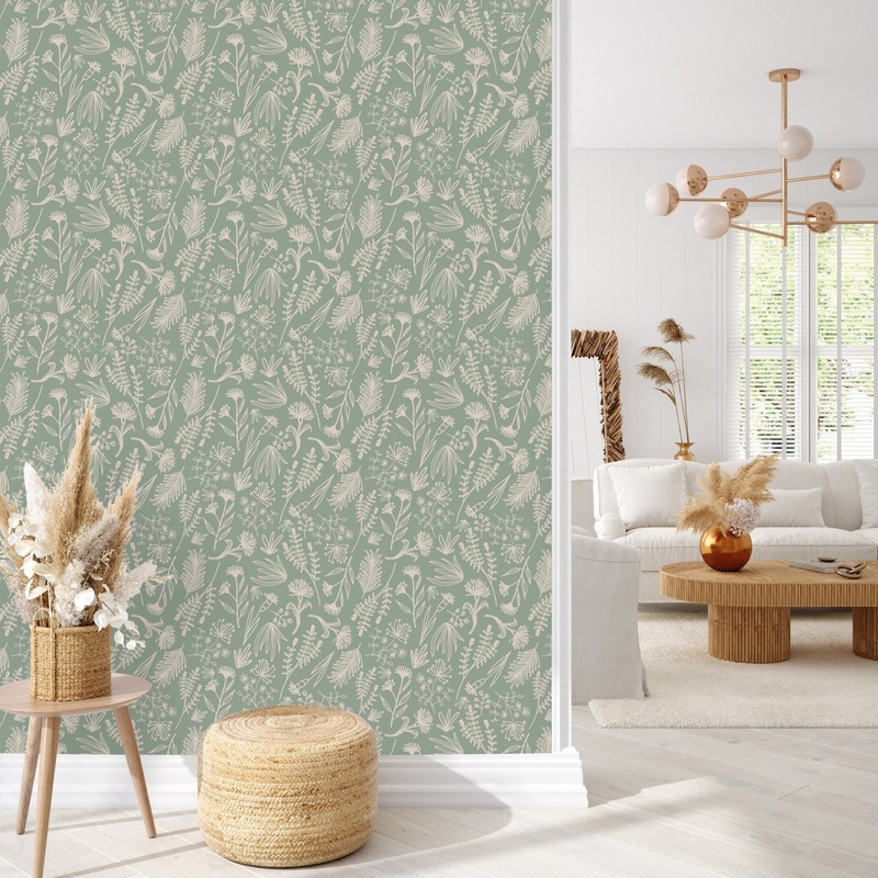 Light Green Wildflowers Wallpaper