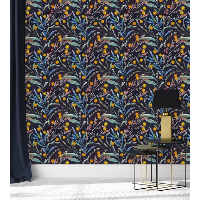 Stylish Leaves on Dark Wallpaper Vogue