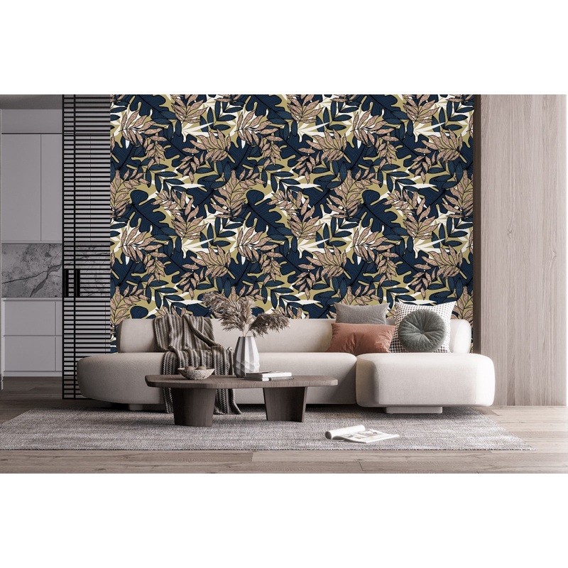 Stylish Leaves Pattern Wallpaper Fashionable