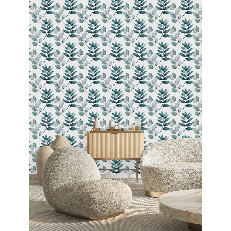 Voguish Dark Green Leaves Wallpaper Smart