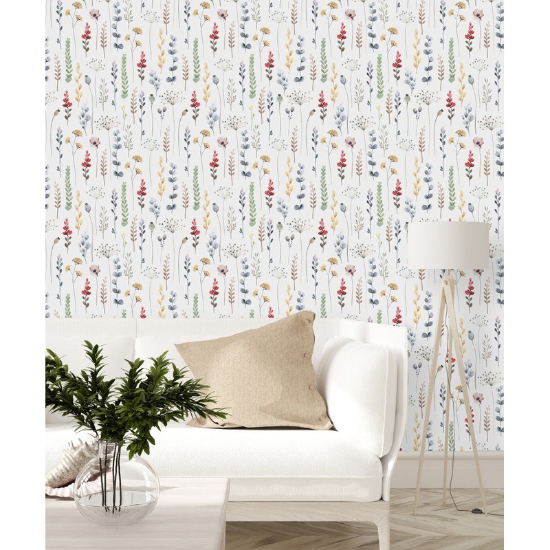 Voguish Watercolor Wildflowers Wallpaper Chic