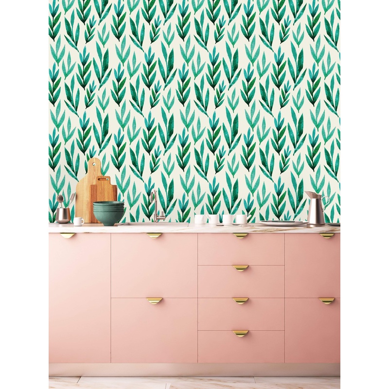 Watercolor Green Leaves Wallpaper