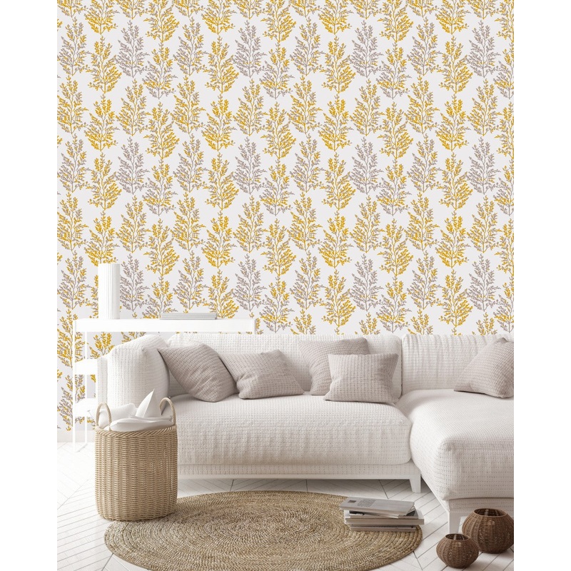 White Wallpaper with Herbs