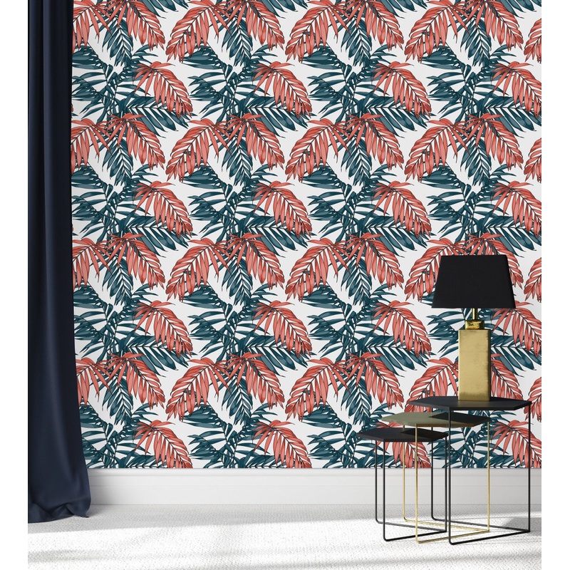 Blue and Red Leaves Wallpaper
