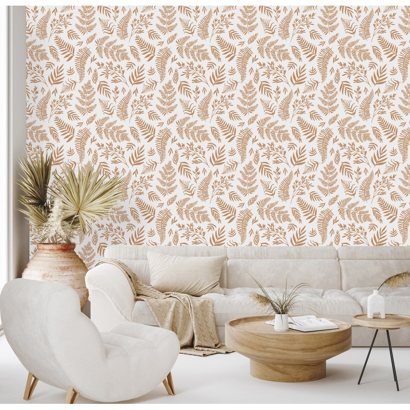 Dark Beige Leaves Wallpaper