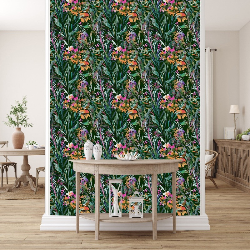 Dark Green Herbal Wallpaper