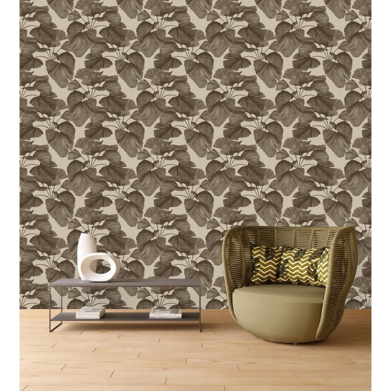 Dark Green Wallpaper with Leaves Design