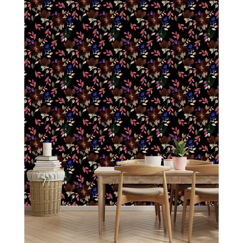 Dark Wallpaper with Autumn Leaves