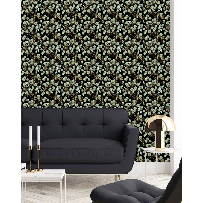 Dark Wallpaper with Poplar Leaves