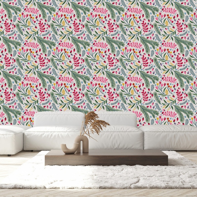Elegant Berries and Leaves Wallpaper Tasteful