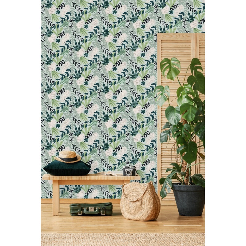 Elegant Green Leaves Wallpaper Fashionable Quality