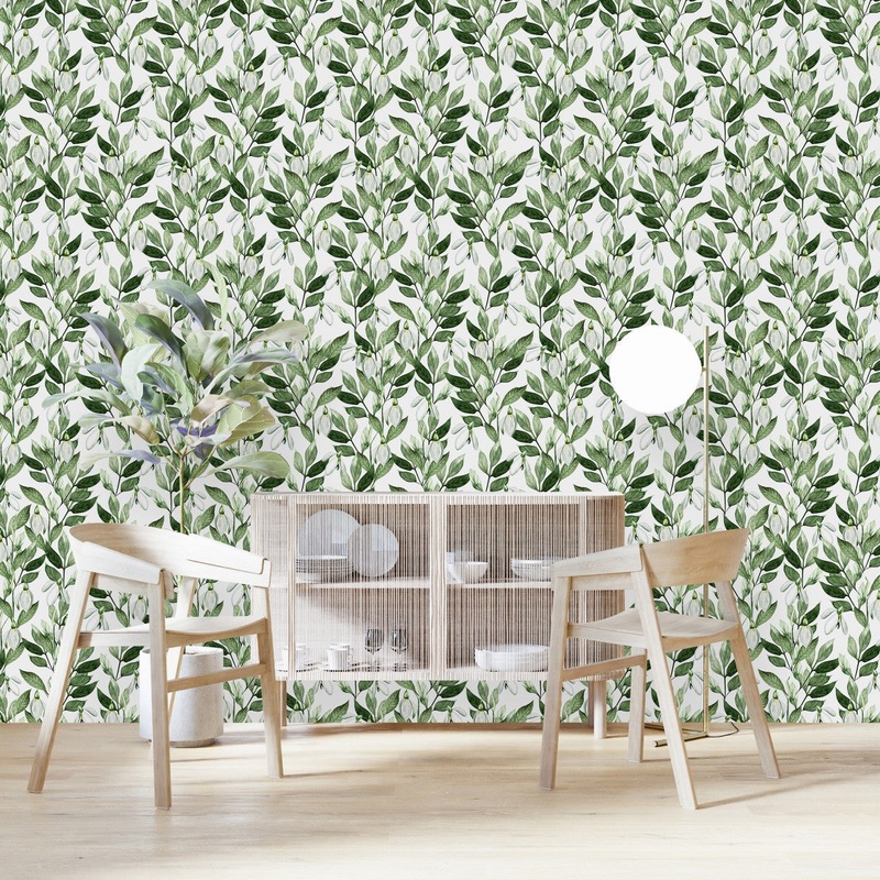 Elegant Green Leaves Wallpaper Fashionable Select