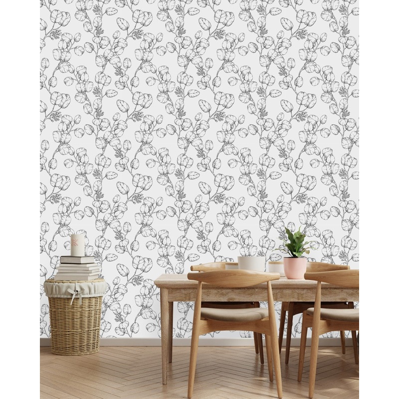 Fashionable Black and White Leaves Wallpaper Chic Select