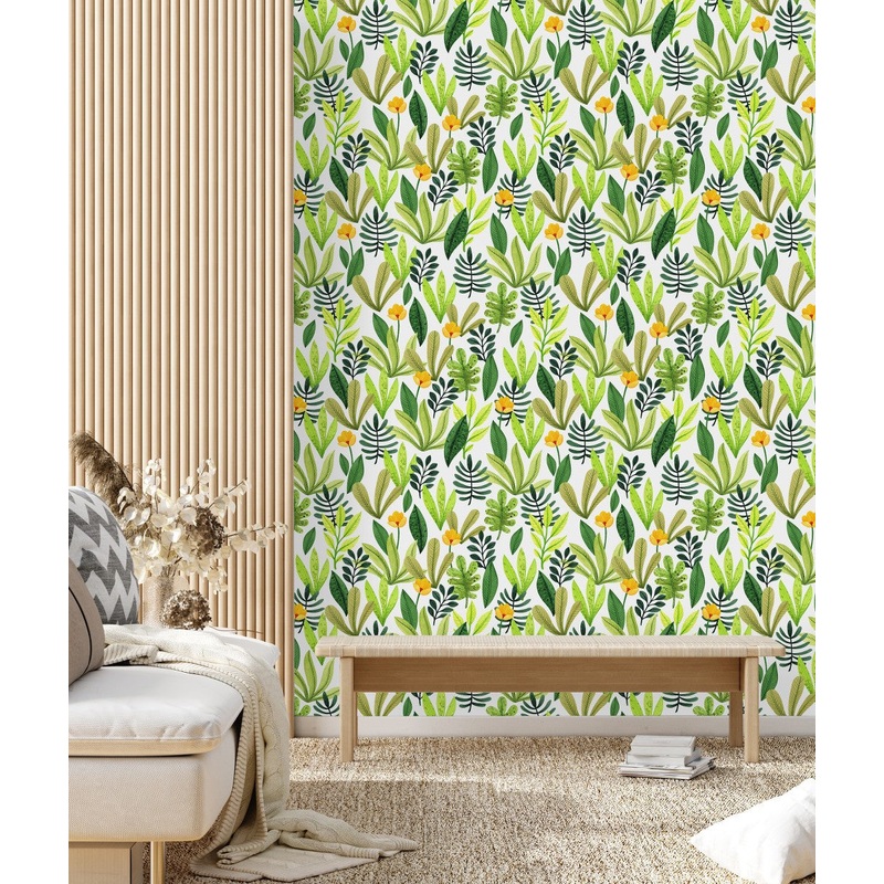 Fashionable Brightly Leaves Wallpaper Chic