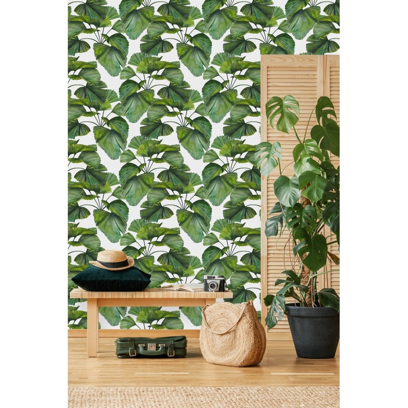 Fashionable Green Leaves Wallpaper Tasteful