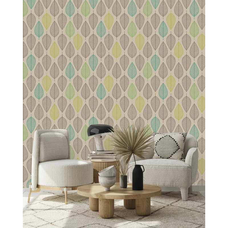 Green and Black Leaves Pattern Wallpaper