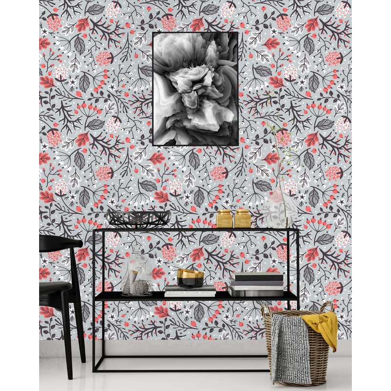 Leaves and Berries in a Vintage Style Wallpaper