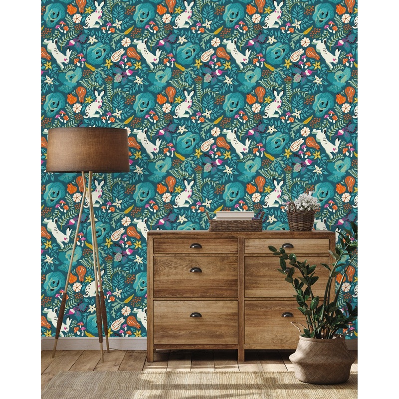 Leaves of Cabbage with White Hares Wallpaper