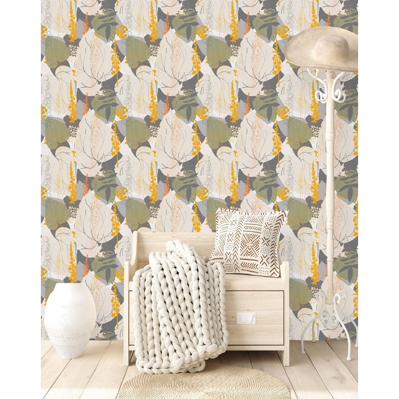 Modish Abstract Leaves Wallpaper Tasteful