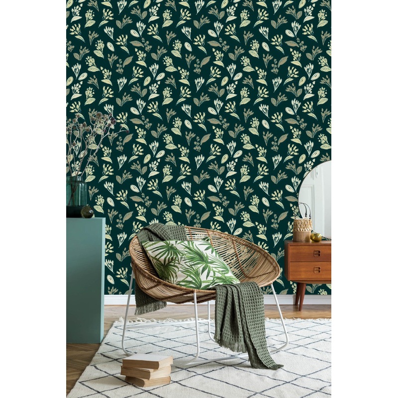 Modish Dark Green Wallpaper Tasteful