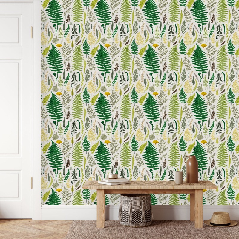 Modish Fern Leaves Wallpaper Smart